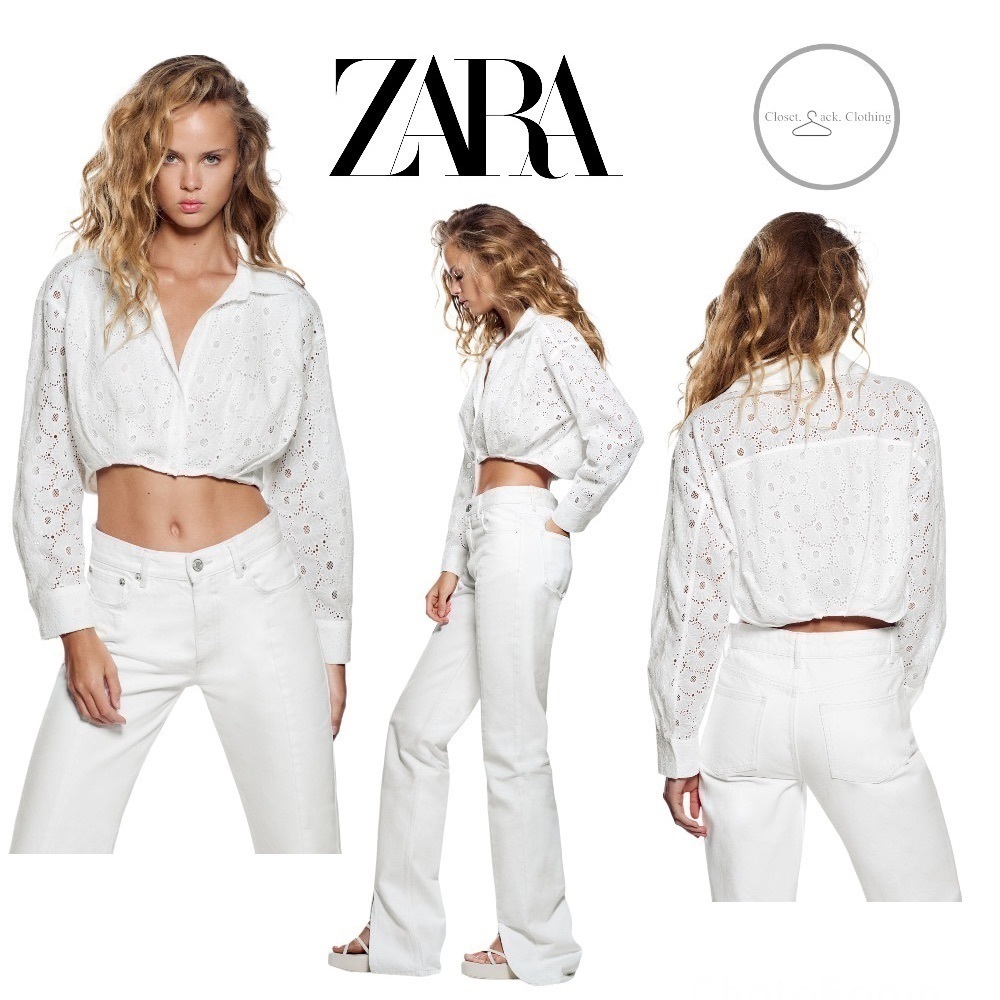 Zara Shirt with Cutwork Embroidery Size Small